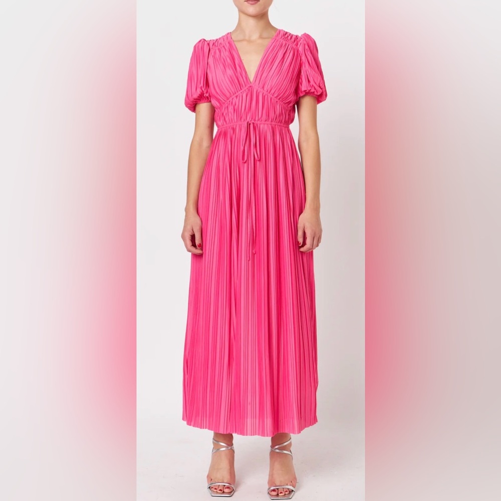 Endless Rose Maxi Dress Women's XS Pleated Barbiecore Ballet Lined Formal Flowy